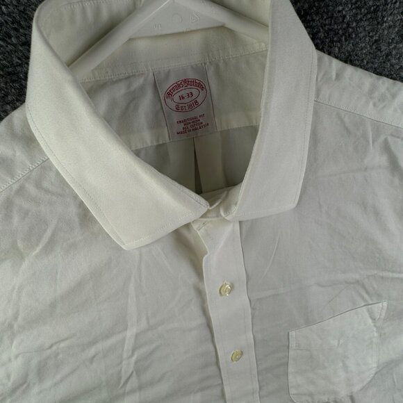 Brooks Brothers Men Non Iron Button Up Shirt Long Sleeve White 16 33 Traditional - Picture 6 of 16